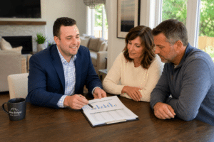 Real estate consultation in modern office